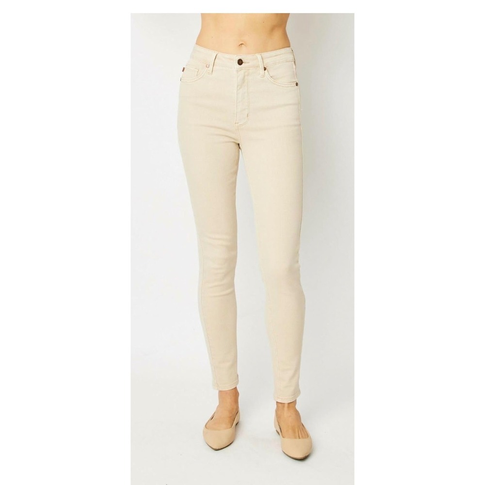 Judy Blue High Waist Tummy Control Garment Dyed Bone Skinny Denim Jeans Sz 11/30